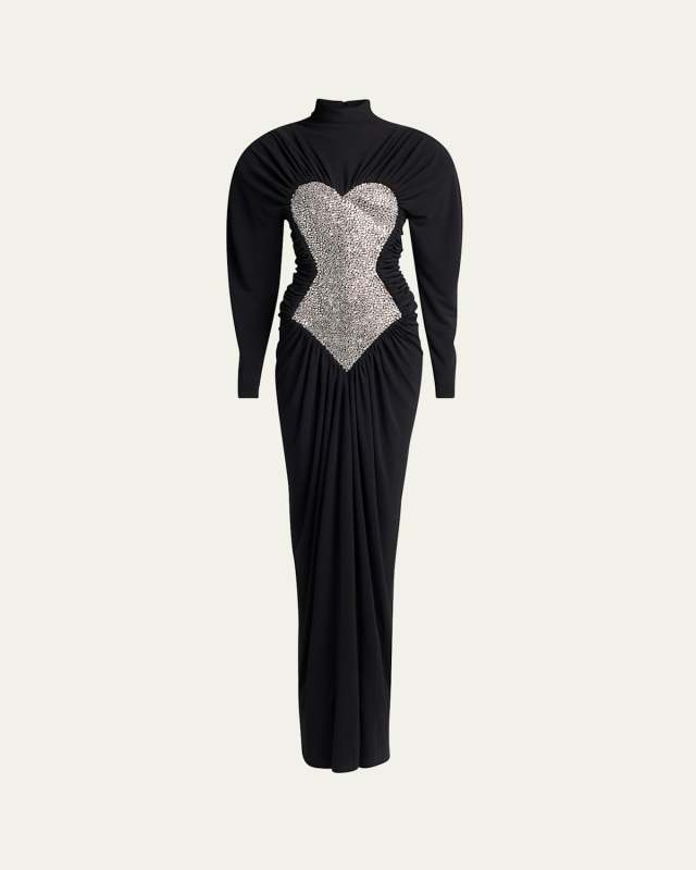 Gathered Crystal Body Contour Gown